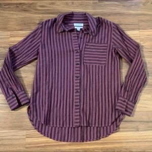 Treasure & Bond Maroon Striped Boyfriend Shirt